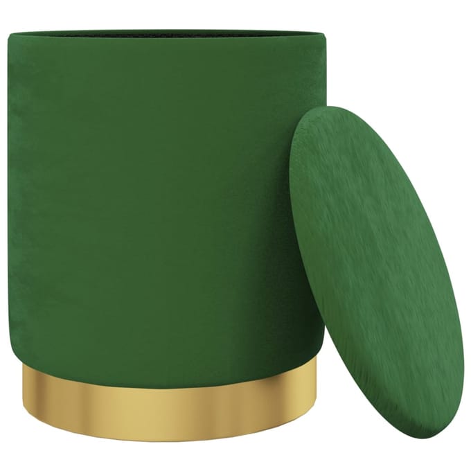vidaXL - Hocker - met - opbergruimte - rond - fluweel - 31 - x - 37 - cm - groen