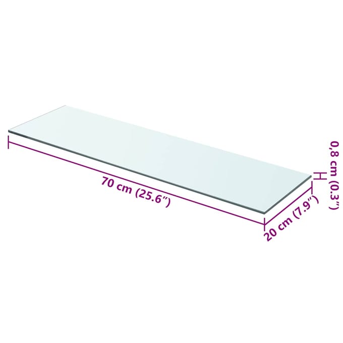 vidaXL - Wandschap - transparant - 70x20 - cm - glas