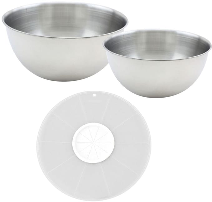 Set van 2 mengkommen 25 cm en 20,5 cm met spattenkap Fackelmann Basic