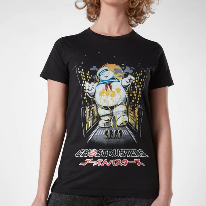 Ghostbusters Stay Puft Kanji Attack Women's T-Shirt - Zwart - M