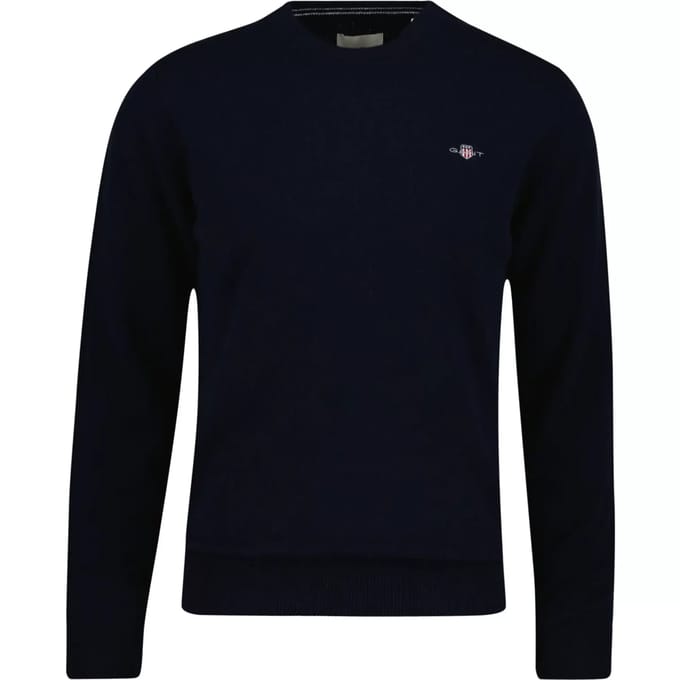 Gant Trui Soft Superfine Italian Lambswool Crew Neck Marine / male
