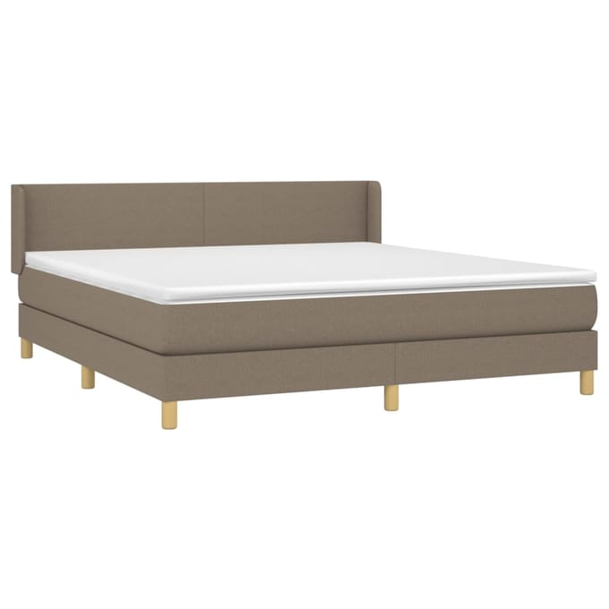 vidaXL - Boxspring - met - matras - stof - taupe - 180x200 - cm