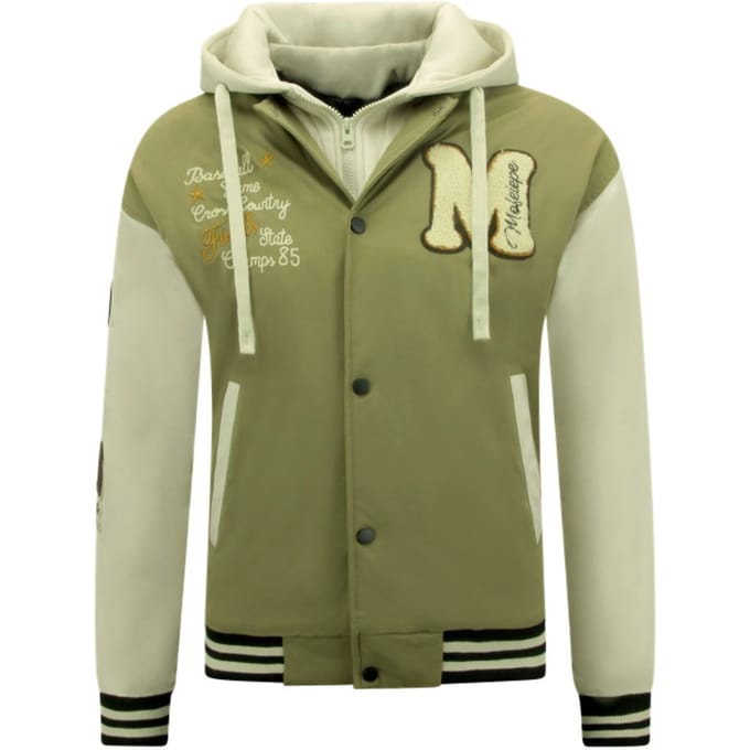 Oversized Baseball Jas Classic met Capuchon -8632- Groen