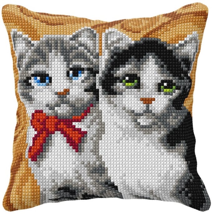 Borduurpakket - 99053 KRUISSTEEK KUSSEN ORCHIDEA - Katten