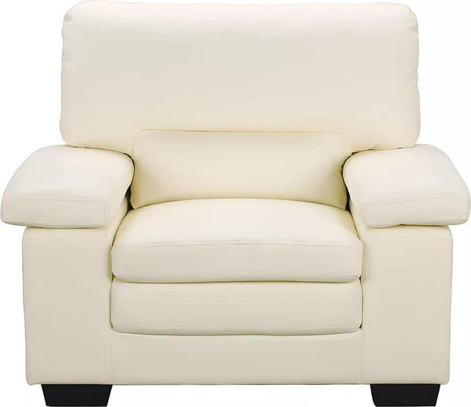 Vente-unique Buffellederen fauteuil ivoorkleur MIMAS II