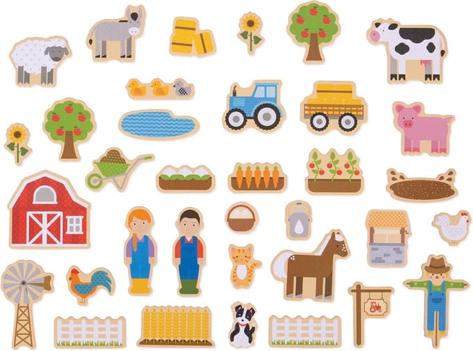 Houten Boerderij Magneetset - 35 Delig - Educatief Speelgoed 3+