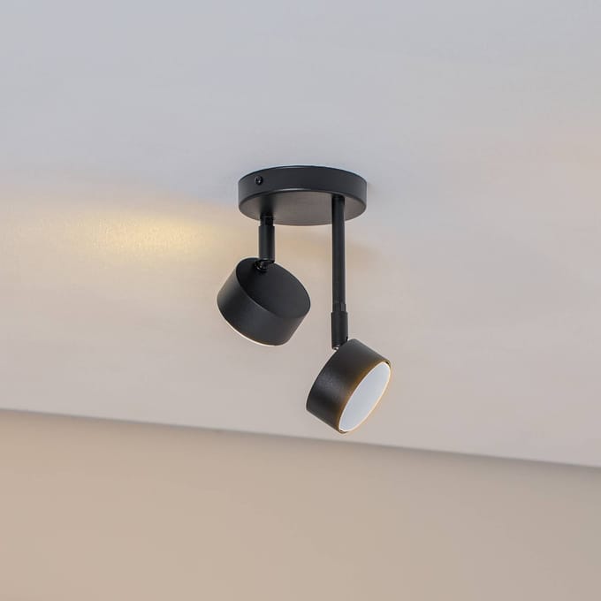 SIGMA Plafondspot Nemo, 21 cm, 2-lamps, zwart, beweegbaar, GX53