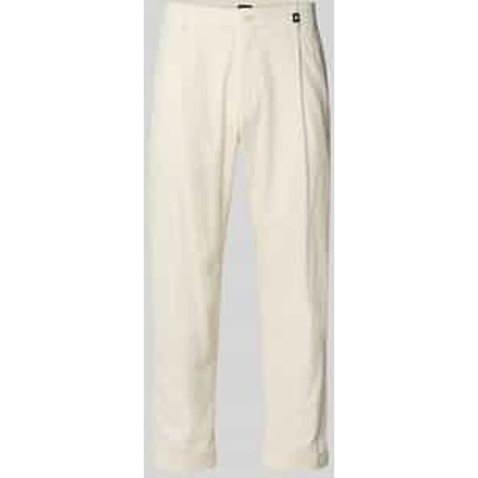 relaxed fit bandplooibroek van katoenmix met linnen model 'LOUIS-W'