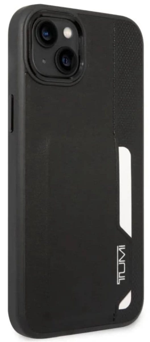 TUMI Leather Card Slot Case for iPhone 14 Plus Black