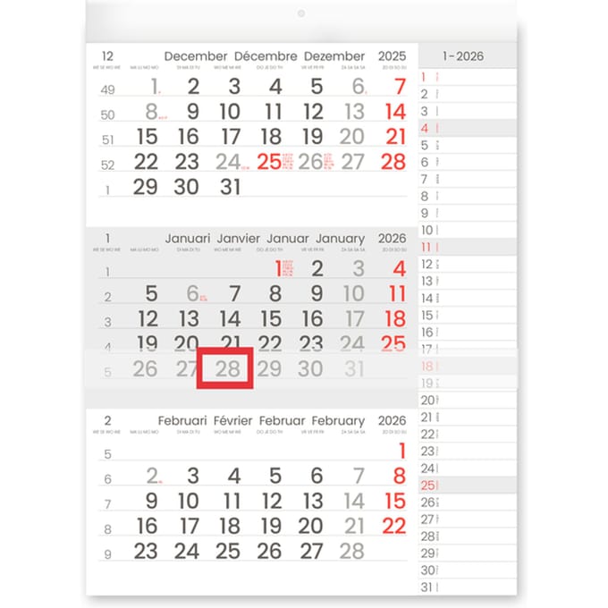 3-Maandkalender 2027 INNI Manager compact-formaat notes