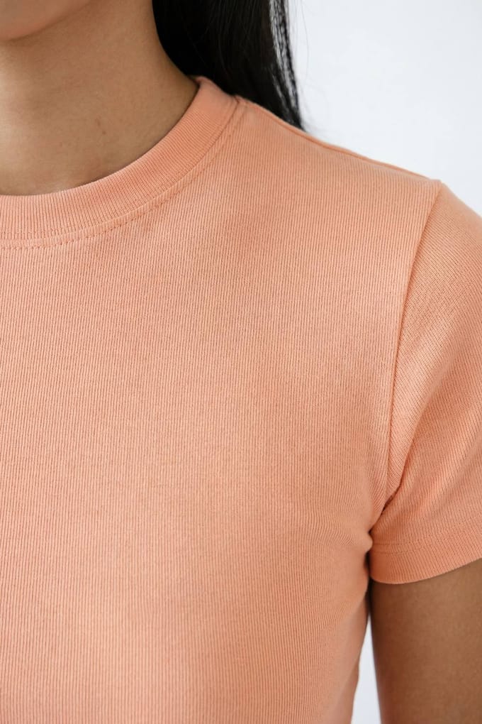 boohoo Dames Getailleerd Baby T-shirt | Perzik | Maat: 38