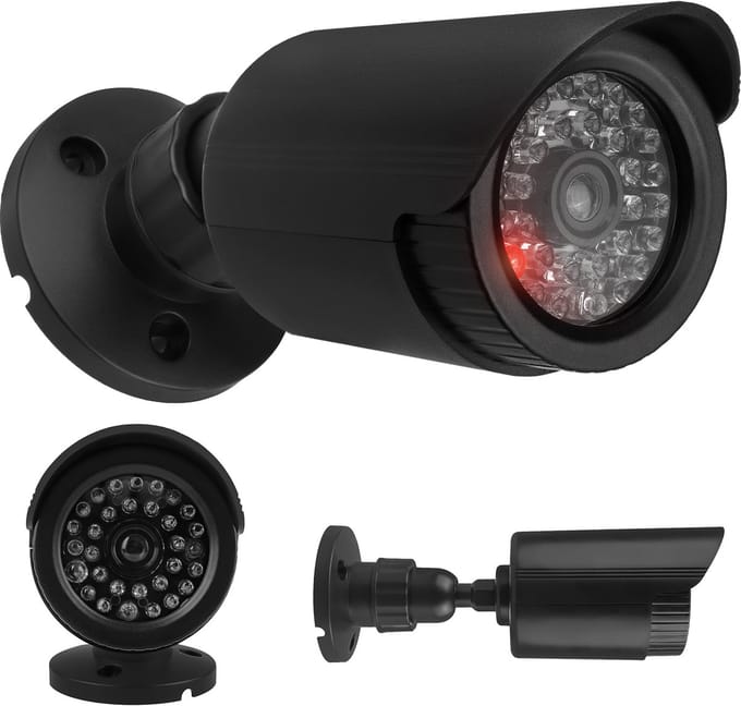 Dummy camera IR-LED's, zwart, voeding 2xAA (niet meegeleverd), ABS, IR1800 B