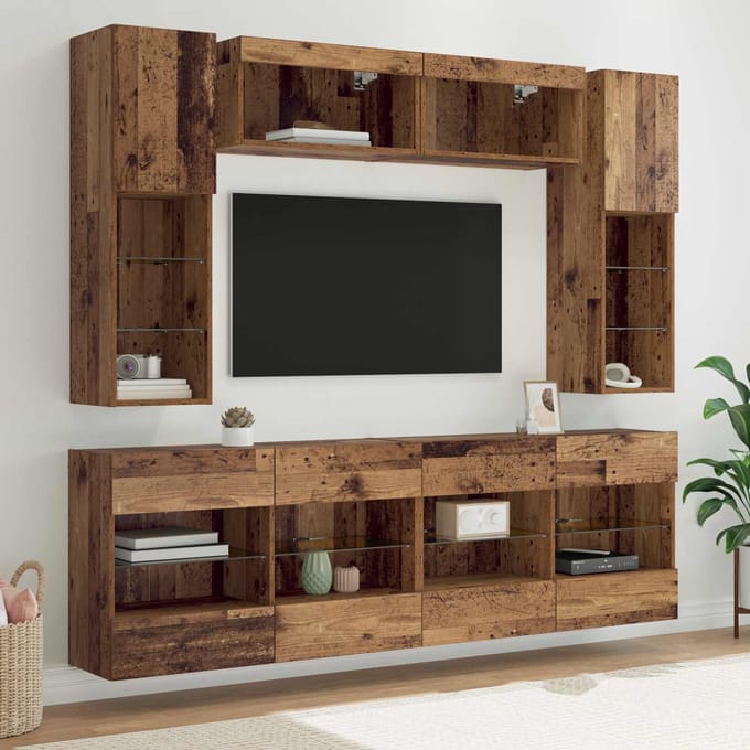 vidaXL - Tv - Wandkast - Set - 6 - st - Oudhout - Geconstrueerd - hout