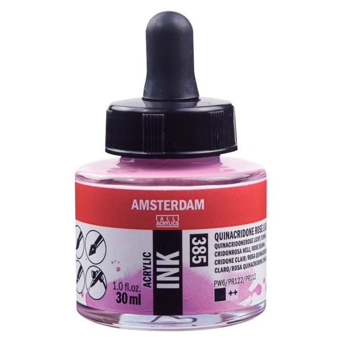 Amsterdam Acrylic Inkt Fles 30 ml Quinacridoneroze Licht 385