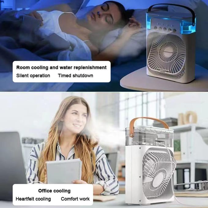 Koelspray Ventilator Waternevelventilator Nevelkoelventilator met Waterreservoir white