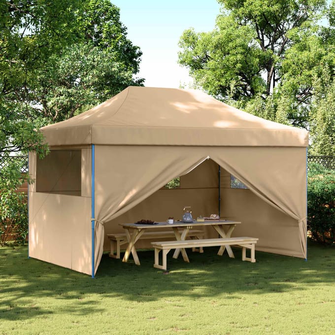 vidaXL - Partytent - inklapbaar - pop-up - met - 4 - zijwanden - beige