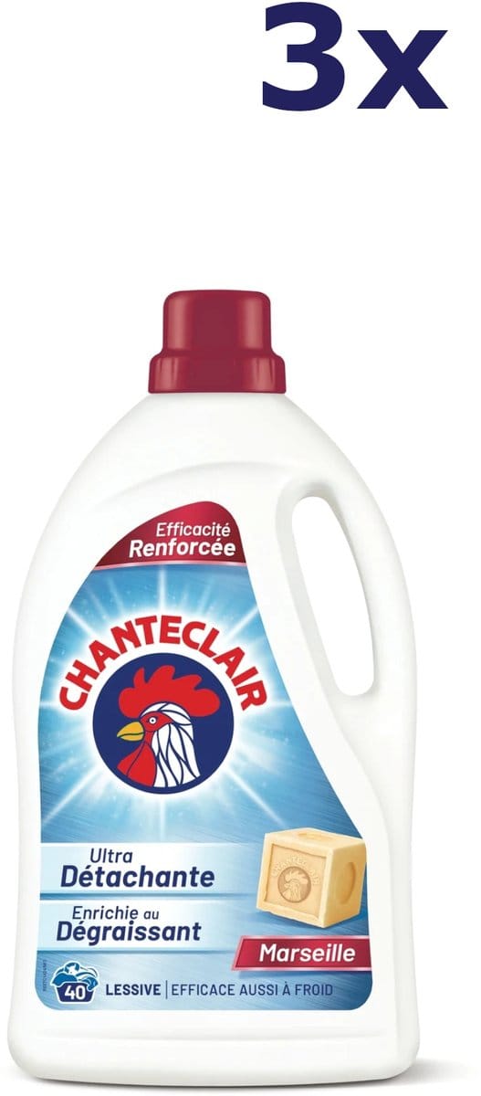 3x Chanteclair vloeibaar wasmiddel marseille 40sc 1800ml
