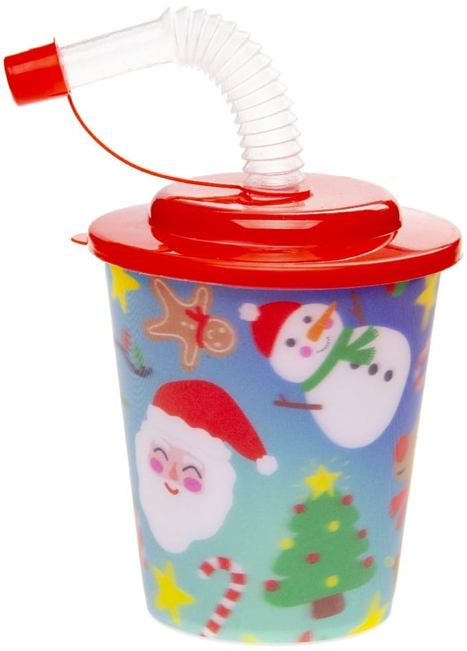 Duckiez 3D Beker Met Rietje En Deksel Kerstmis - 12 stuks