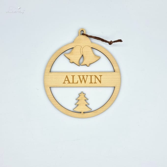 ]Nice Little Things] - Houten Kerstbal - met Naam - Esdoorn