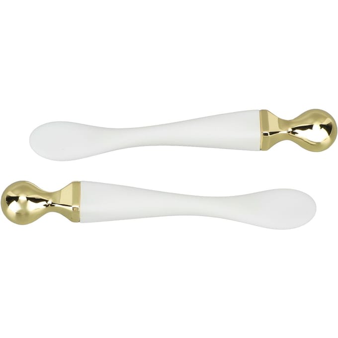 2 stuks Metalen Oogcrème Applicator Spatel Dubbelzijdig Zinklegering Silicone Oogmassage Tool white