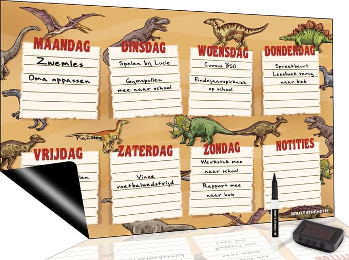 Brute Strength - Magnetisch Weekplanner whiteboard (27) - A3 - Planbord - Dagplanner kind  - To Do Planner kinderen