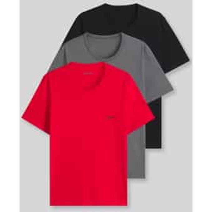 Regular fit t-shirtset van puur katoen model 'T-SHIRT RN TRIPLET P'