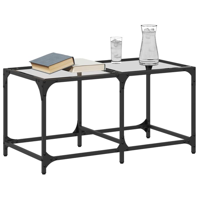 vidaXL - Salontafel - met - transparant - glazen - blad - 78,5x40x40 - cm - staal