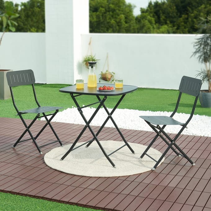 Klapstoel Sande set van 2 tuinstoelen 84,5x42x50 cm zwart [en.casa]