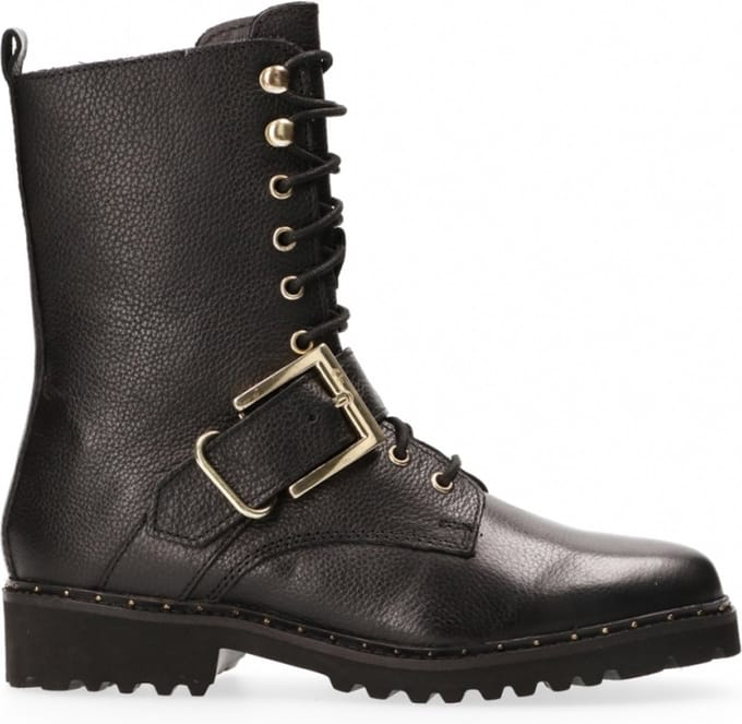 Van Dalen - Veterbootie leer - Black - 40