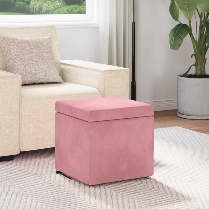 vidaXL - Kruk - Roze - 41 - x - 41 - x - 40 - cm - Velvet - en - Geengineerd - Hout