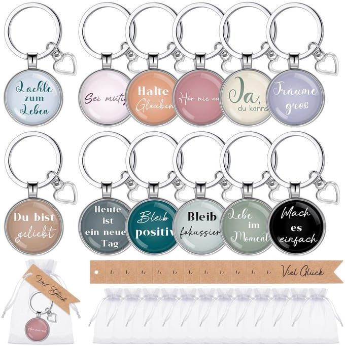 Dailygoods- Sleutelhangers 12 sets - Bedankje etiketten - Organza