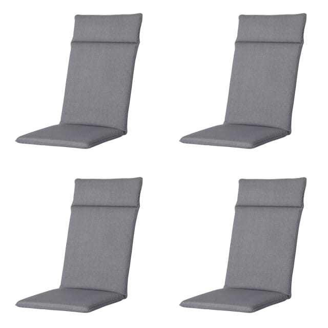 Madison - Tuinstoelkussen Hoge Rug Oxford grey - Ca. 120x50 cm - Set van 4