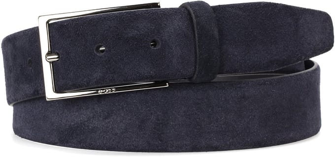 BOSS leren heren riem - donkerblauw