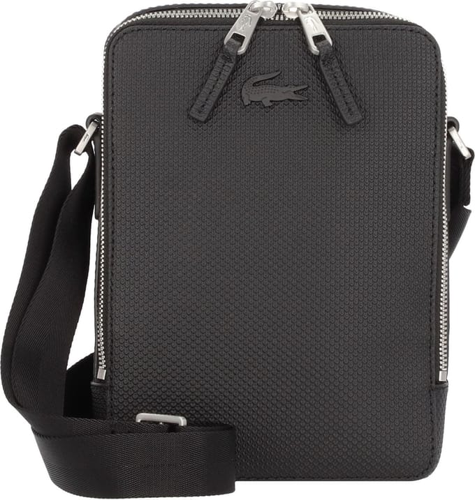LACOSTE Leren Schoudertas Chantaco Vertical Camera Bag Noir Zwart