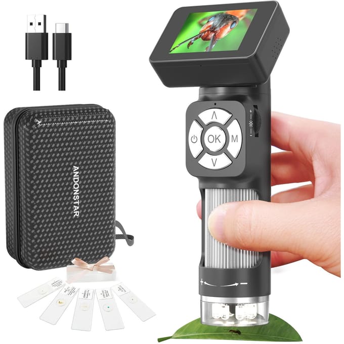 AD112 Draagbare 500X microscoopset met 2-inch LCD-scherm, draagbare digitale microscoop met 8 0 veelkleurig
