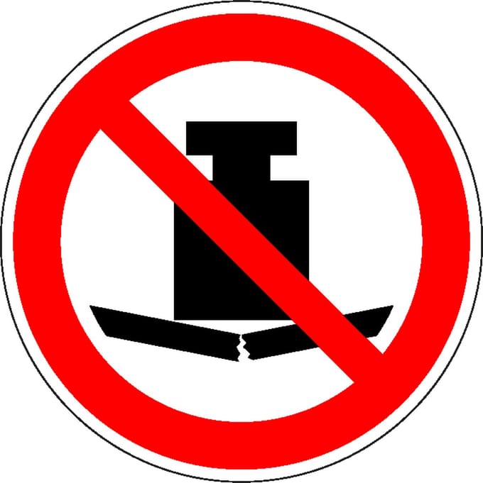 Geen zware last plaatsen sticker - ISO 7010 - P012 400 mm