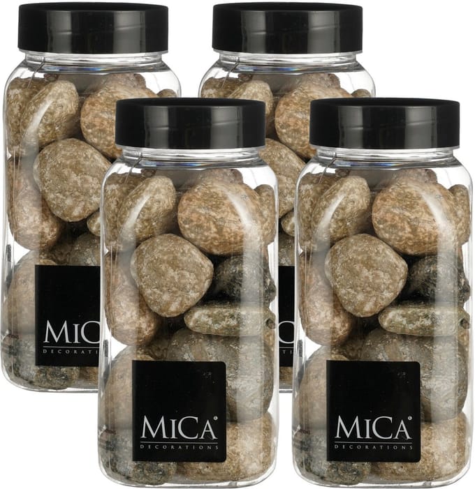 Mica Decorations decoratie stenen - 4x - groot - 650ml - beige mix - hobby steentjes - sier stenen