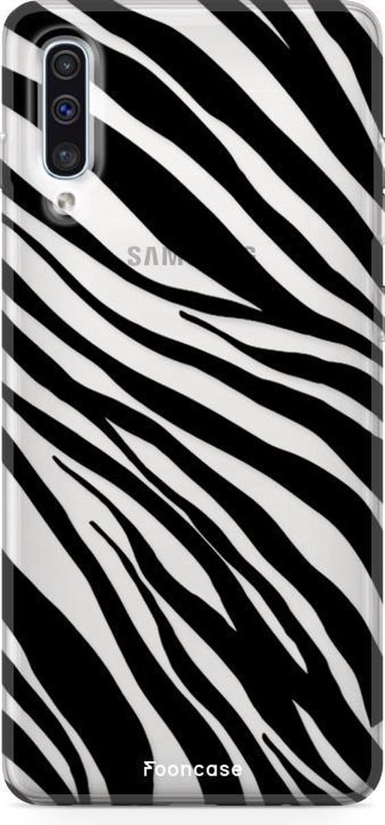 Fooncase Hoesje Geschikt voor Samsung Galaxy A50 - Shockproof Case - Back Cover / Soft Case - Zebra print