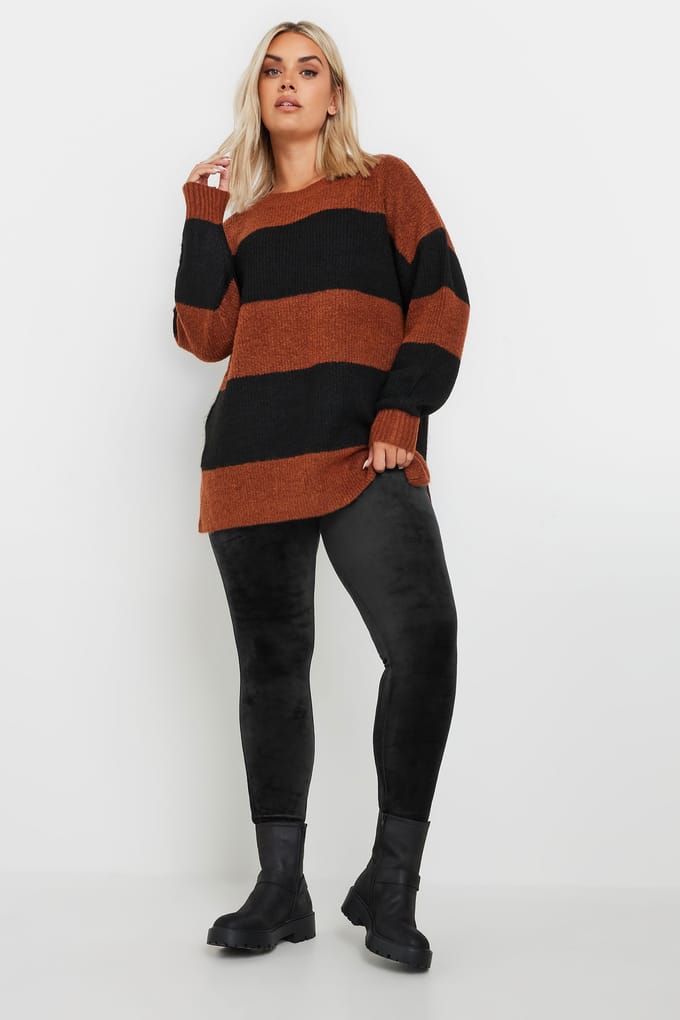 Yours Legging Van Velour In Zwart Size 52