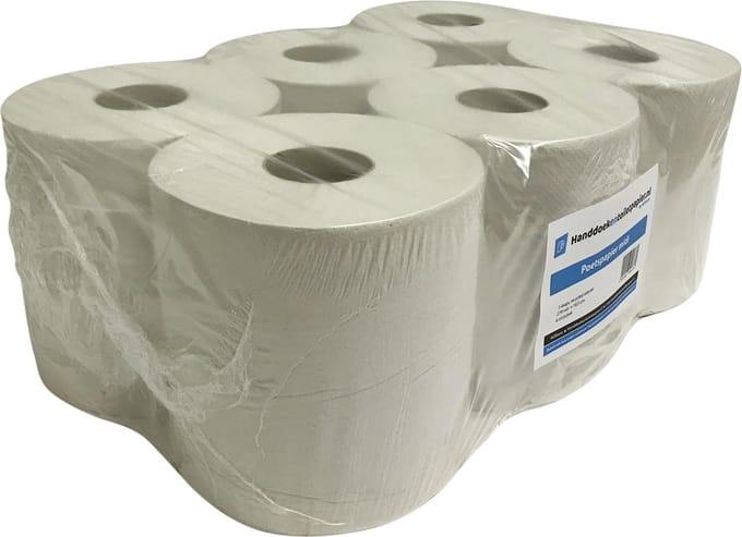 Midi rol 1-laags recycled natuurwit 6 x 270 meter met koker