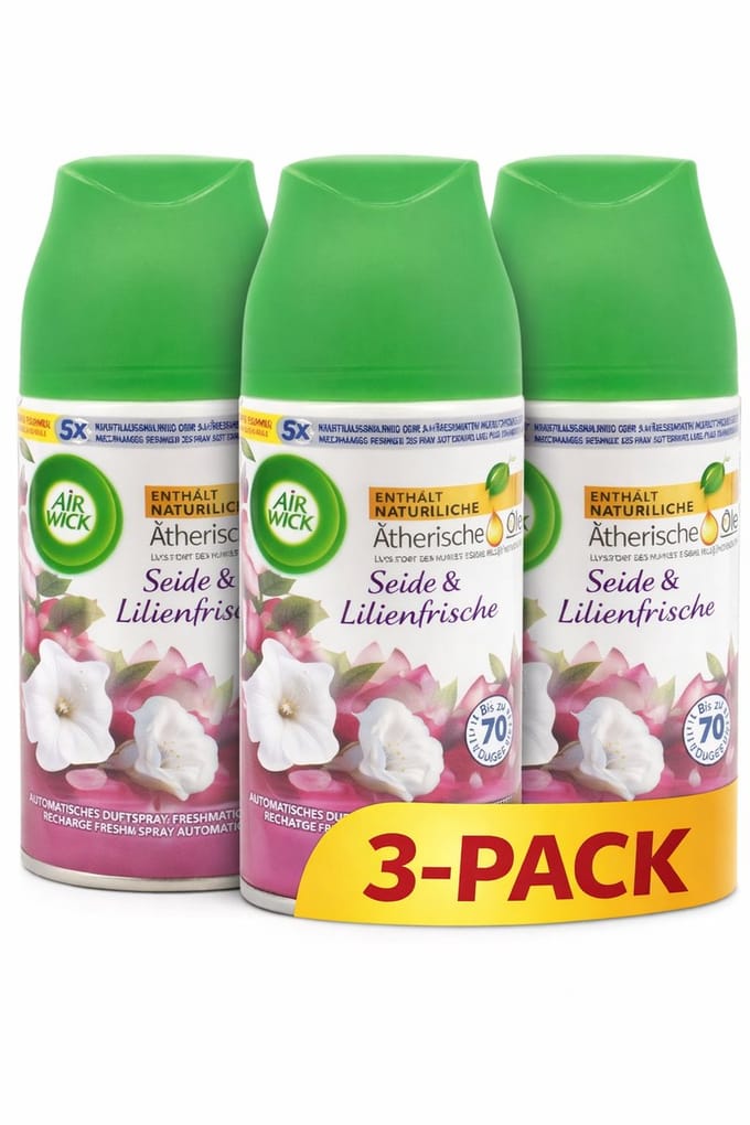 Air Wick FreshMatic 3-pack Navulling – Seide & Lilienfrische – 3x250 ml