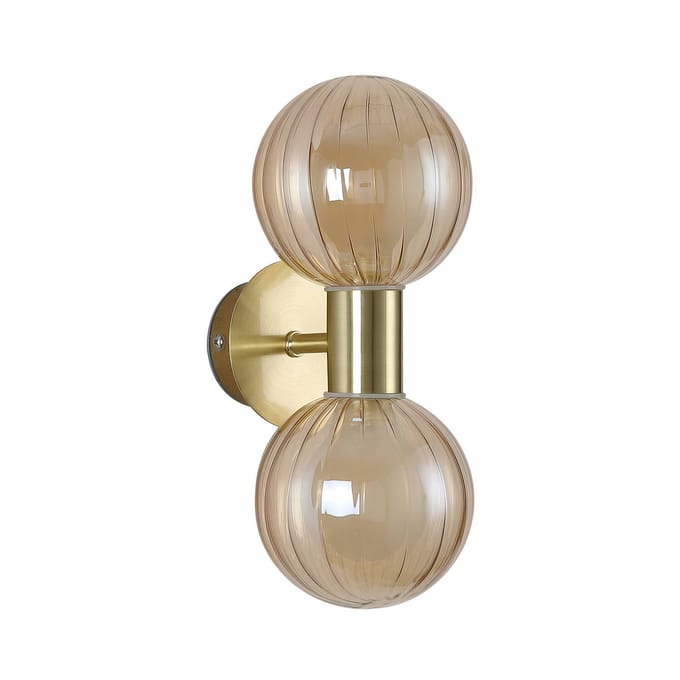 Searchlight Badkamer wandlamp Lumisphere, crème/messing, hoogte 28 cm, 2-lamps.