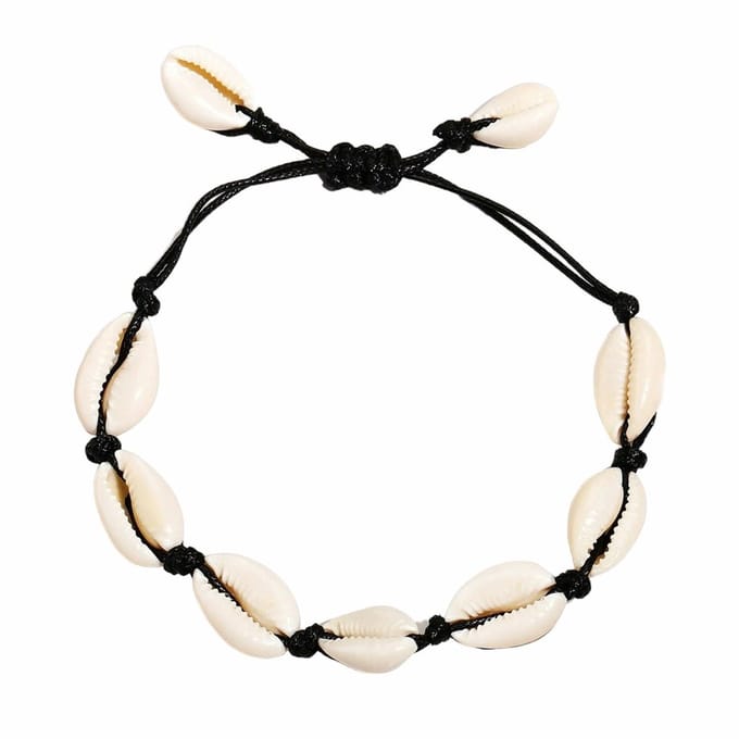 Fako Bijoux® - Schelpjes Armband - Schelpen - Zwart