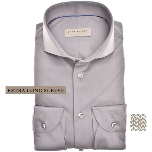 John Miller Overhemd Extra Long Sleeve Uni Color Tricot Mouwlengte 7 Midden Grijs / male