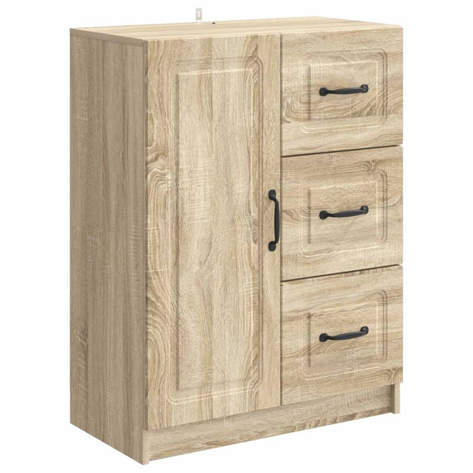 vidaXL - Dressoir - met - lade - Sonoma - Eiken - 66 - x - 34,5 - x - 87 - cm - Bewerkt - hout