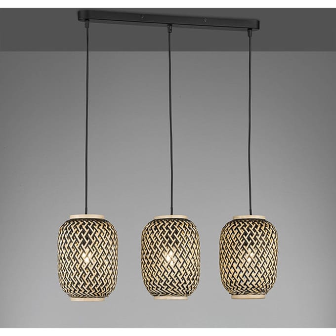 FISCHER & HONSEL Hanglamp Hummel van bamboe, 3-lamps