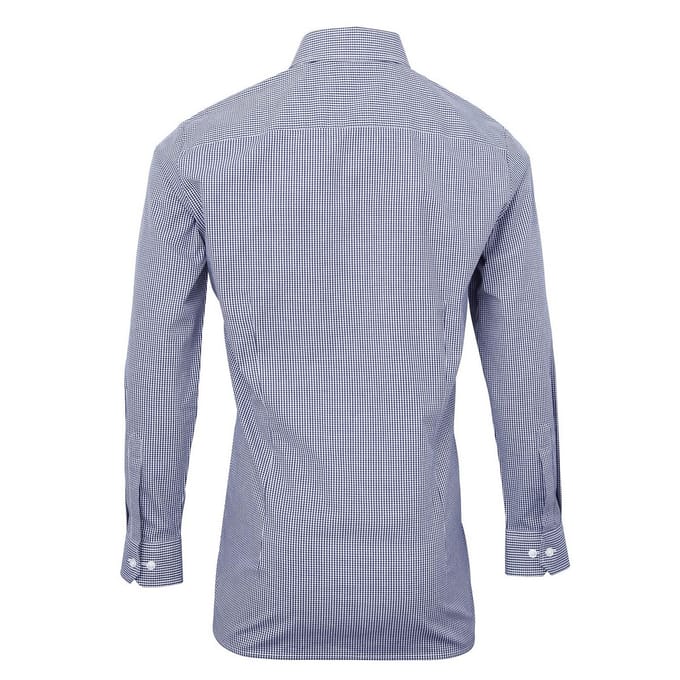Premier Heren Gingham overhemd met lange mouwen (Marine / Wit)