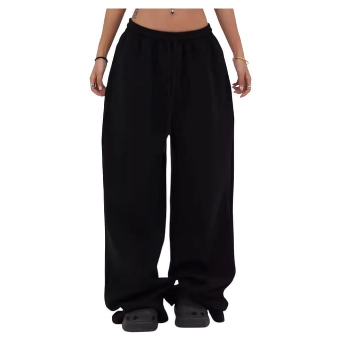 Dames High Waist Trekkoord Losse Dans Sportbroek M black