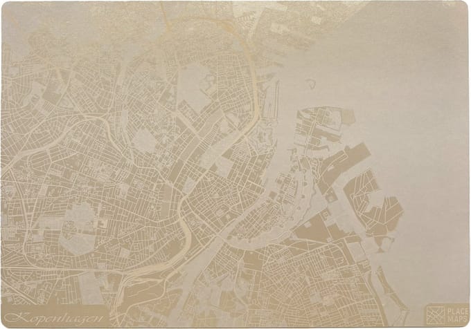 Place Maps Placemat Stadskaart Kopenhagen - Kunstleer - Champagne - 1 Stuk