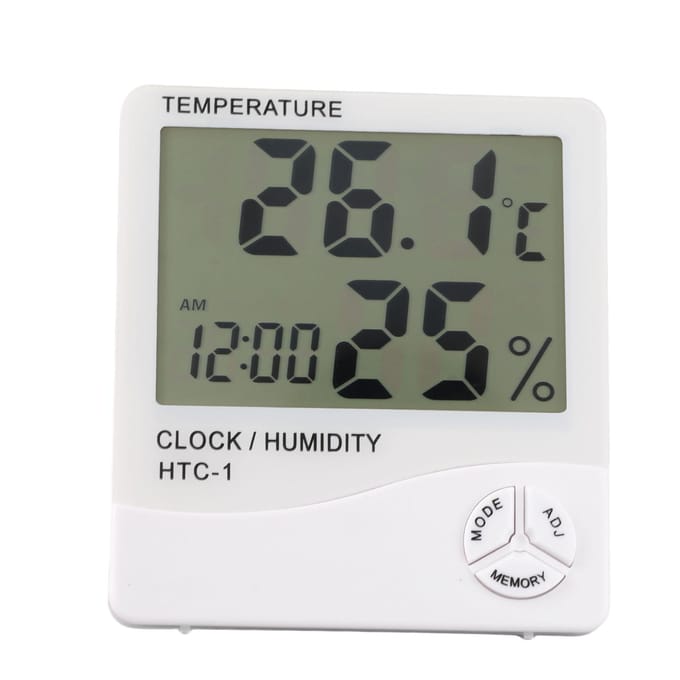 Elektronische Temperatuur Vochtigheid Meter Klok Digitale Display Thermometer Hygrometer voor Binnen gray
